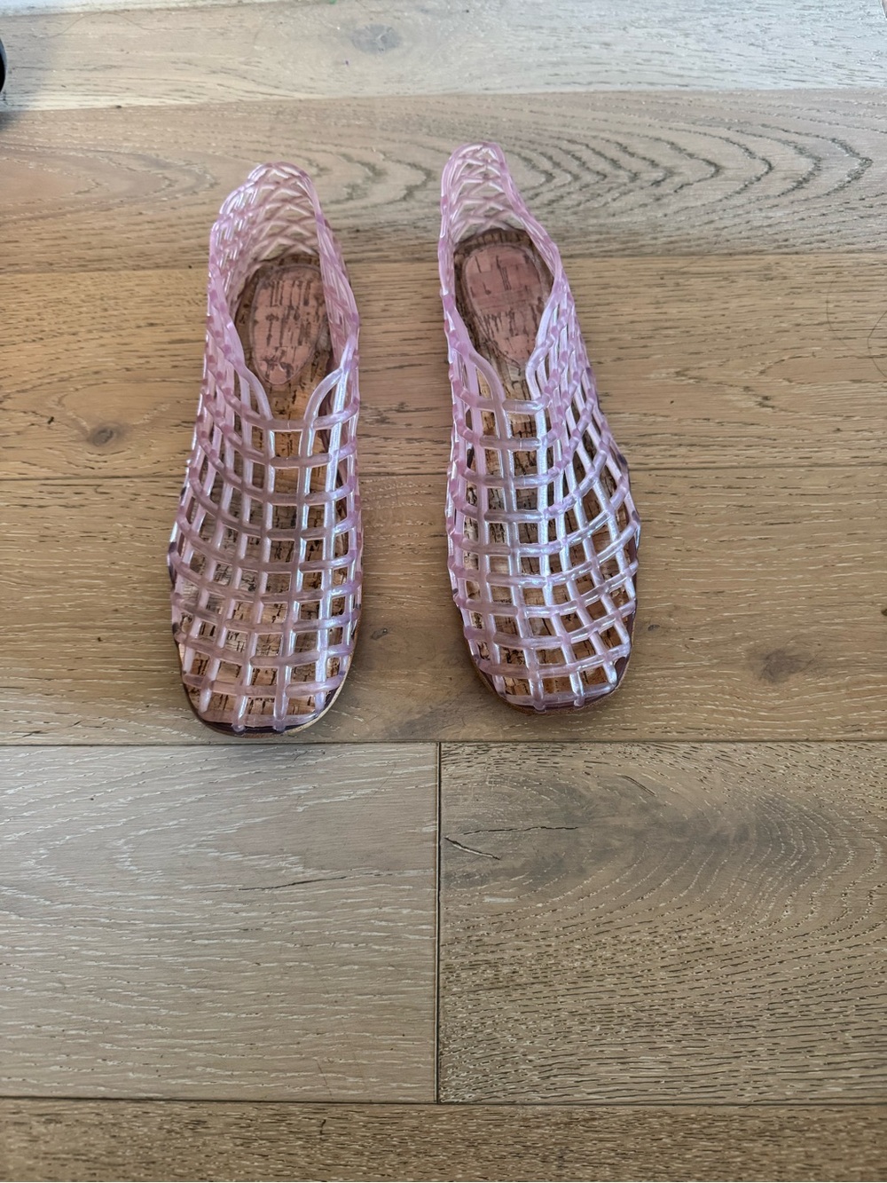 Women's Pink Cage Jelly Flats - Lightweight Slip-On Sandals